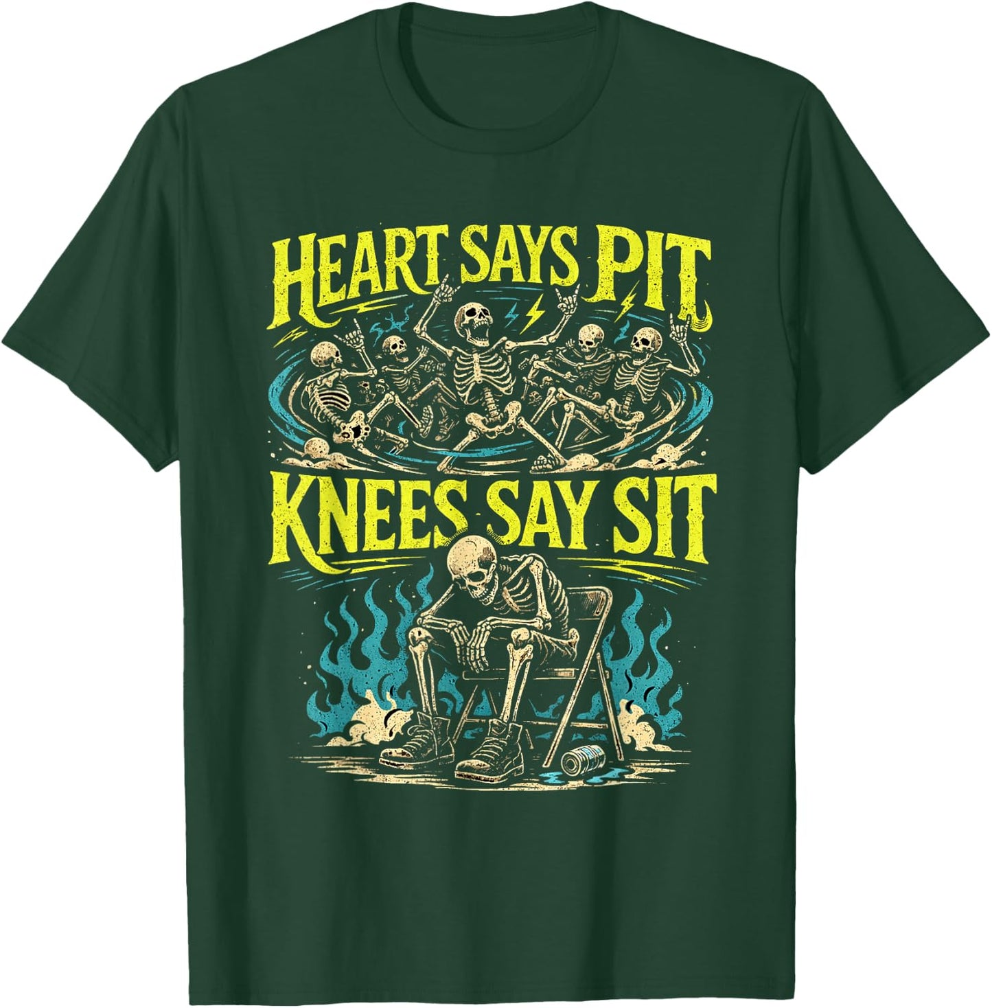 Heart Says Pit Knees Say Sit Skelett Lustiger Spruch Zitat T-Shirt - T-Shirt | Forest