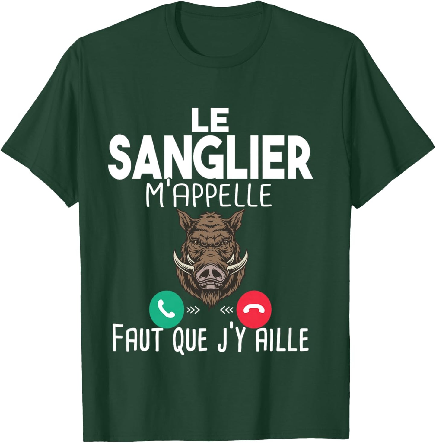 Boar Hunting Hunting Man Gift Humour Rifle Call Long Handle T-Shirt - T-Shirt | Forest