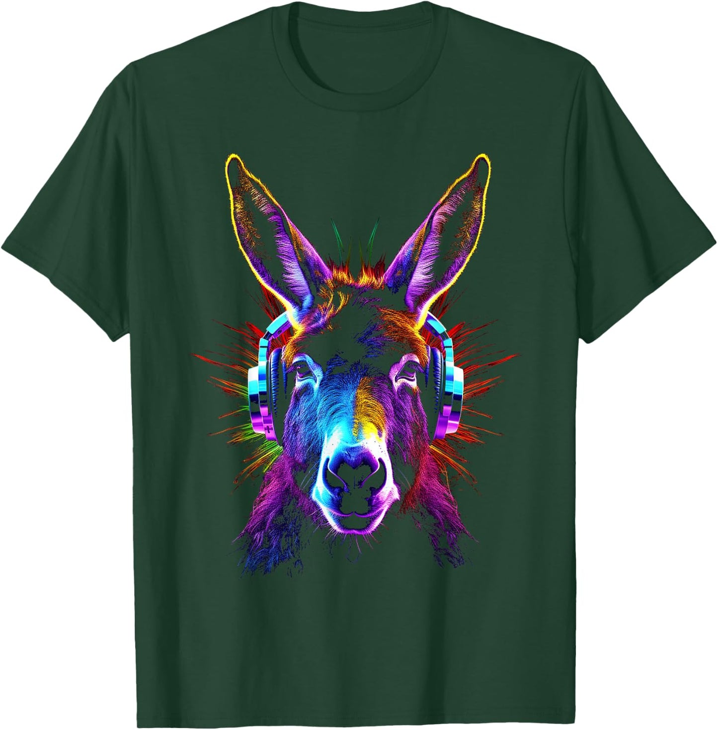 Esel Kopfhörer Tiermotiv Musik Kunst Esel T-Shirt - T-Shirt | Forest