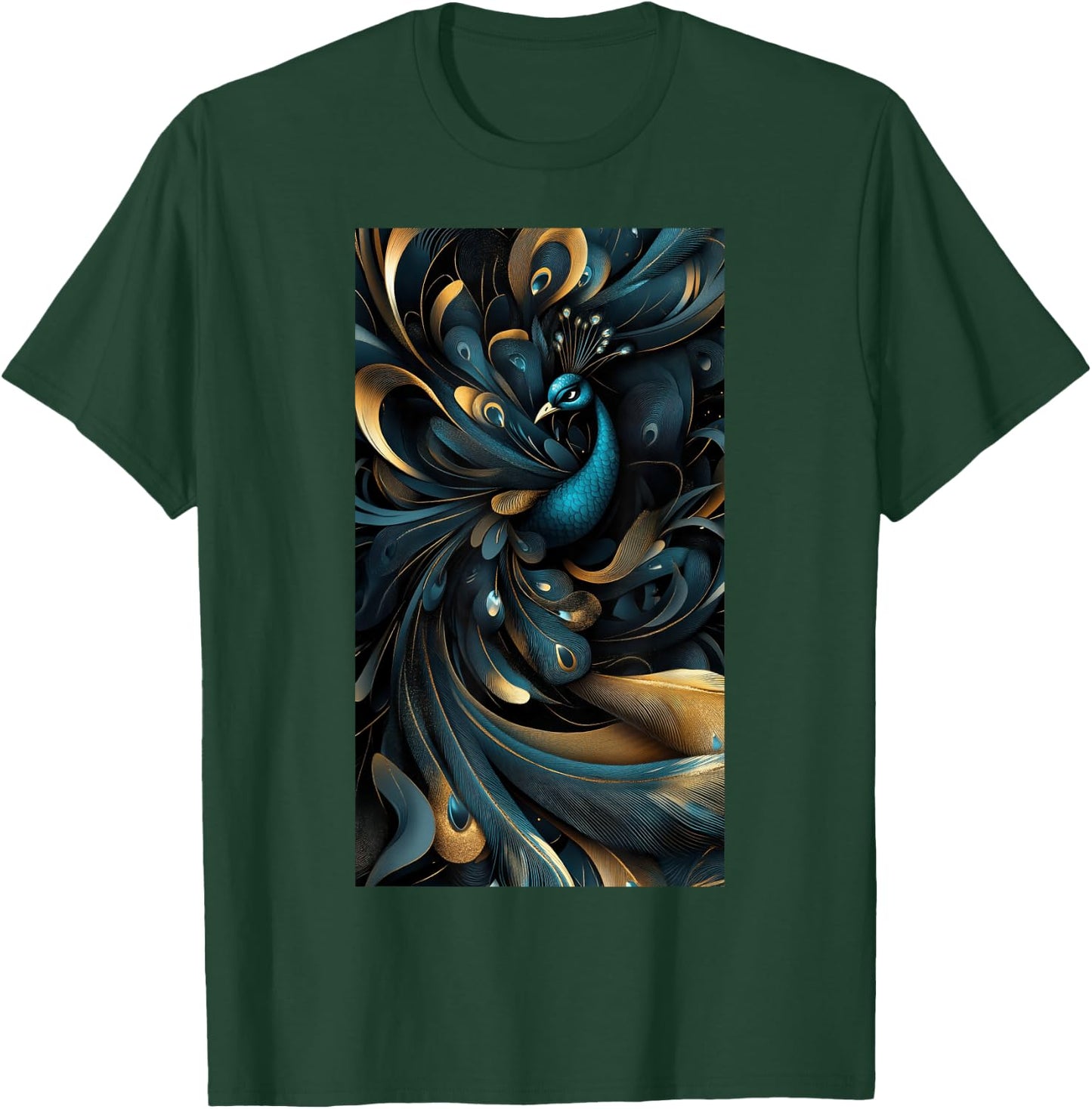 Peacock Feather Peacock art Colors Bird Abstract T-Shirt - T-Shirt | Forest