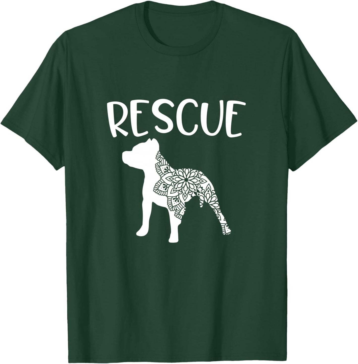 Rescue Pitbull Awareness Dog Adoption Pit Bull Dog Mandala T-Shirt - T-Shirt | Forest