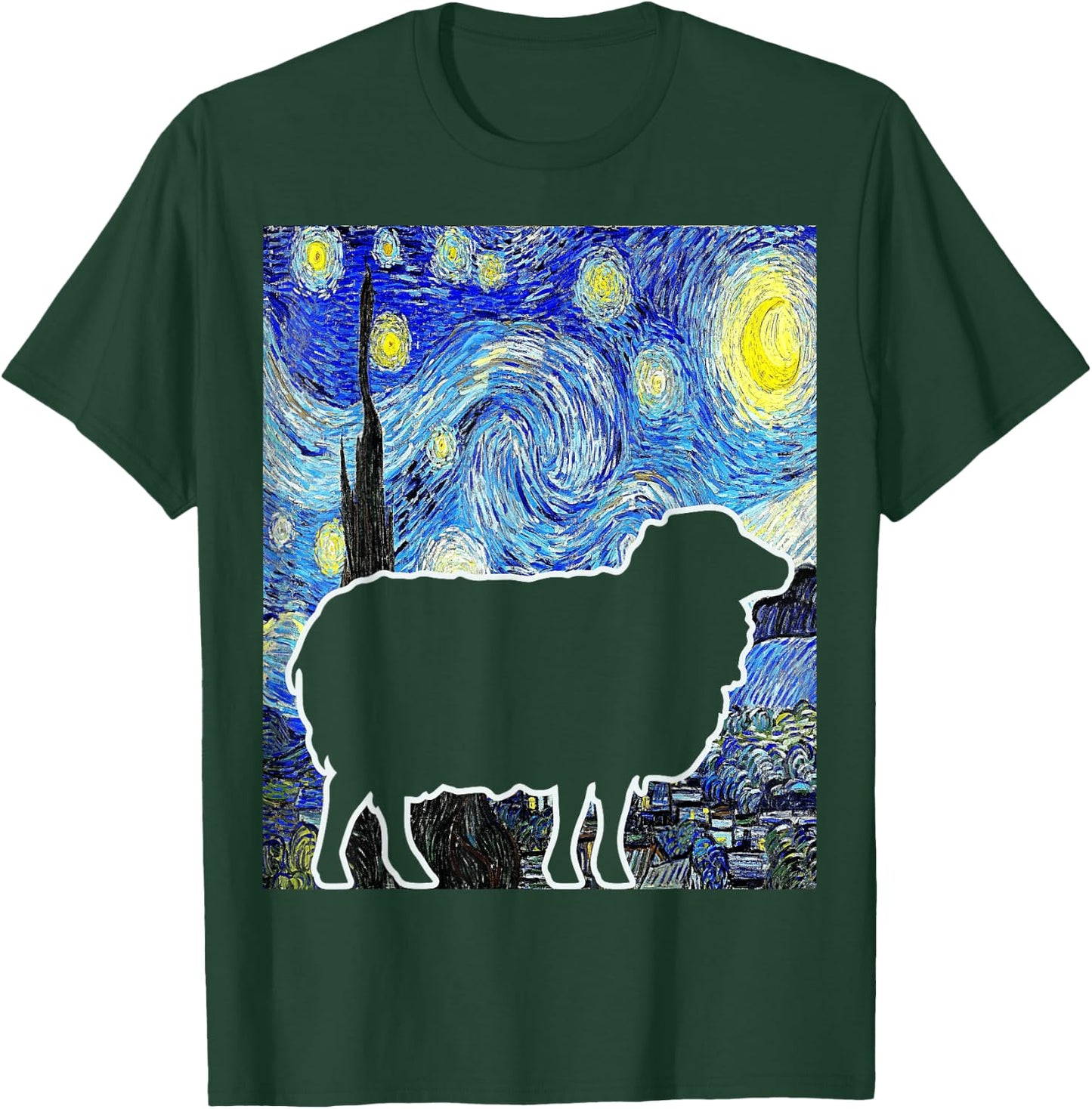 Sheep Starry Night Van Gogh Funny Sheep Farmer Lamb T-Shirt - T-Shirt | Forest