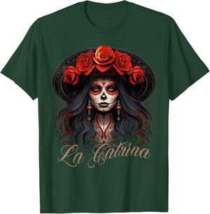 La Catrina Cool Dia De Los Muertos Design La Catrina , black T-Shirt - T-Shirt | Forest