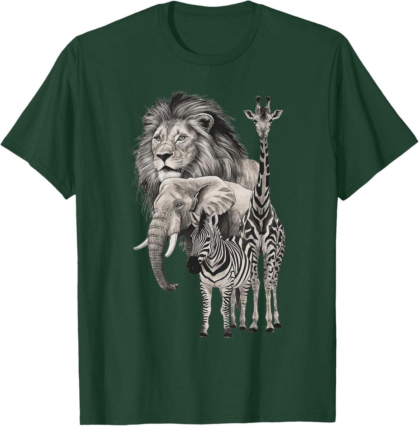 Afrika Motiv, Löwe, Elefant, Giraffe, Zebra Fans Afrikaliebe , black T-Shirt - T-Shirt | Forest