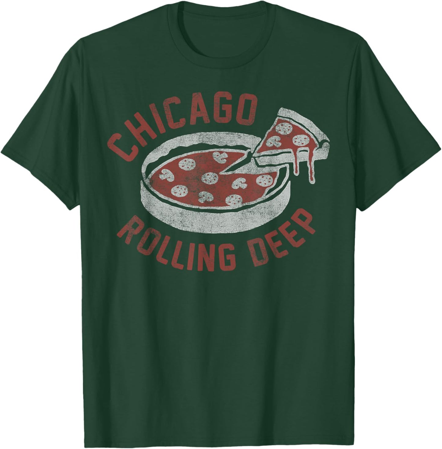 Chicago Rolling Deep Dish Pizza Vintage T-Shirt - T-Shirt | Forest
