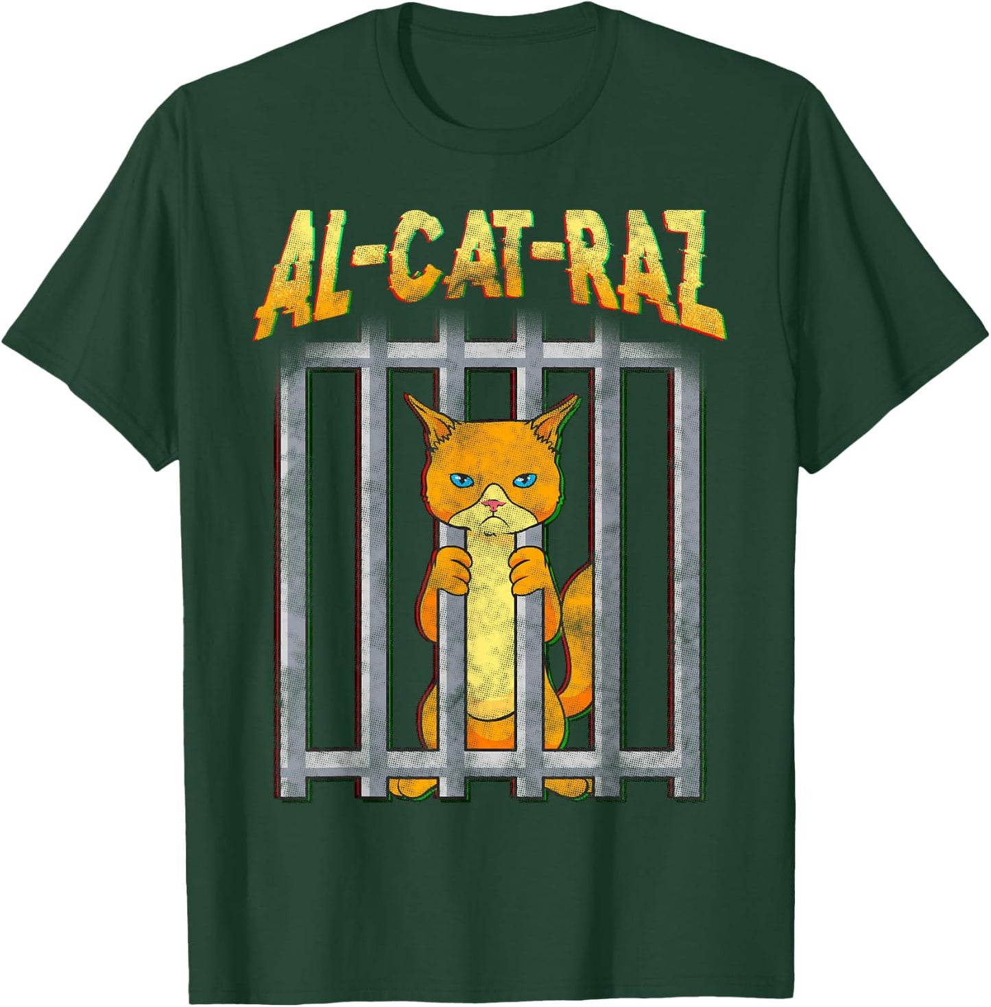 AL CAT RAZ Alcatraz Cat in Prison Behind Bars Funny Women T-Shirt - T-Shirt | Forest
