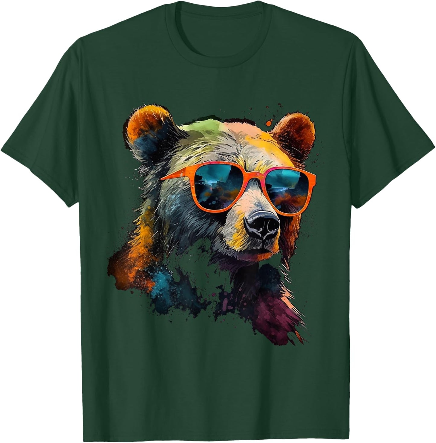 Bear Sunglasses Colourful Art Animal Bear T-Shirt - T-Shirt | Forest