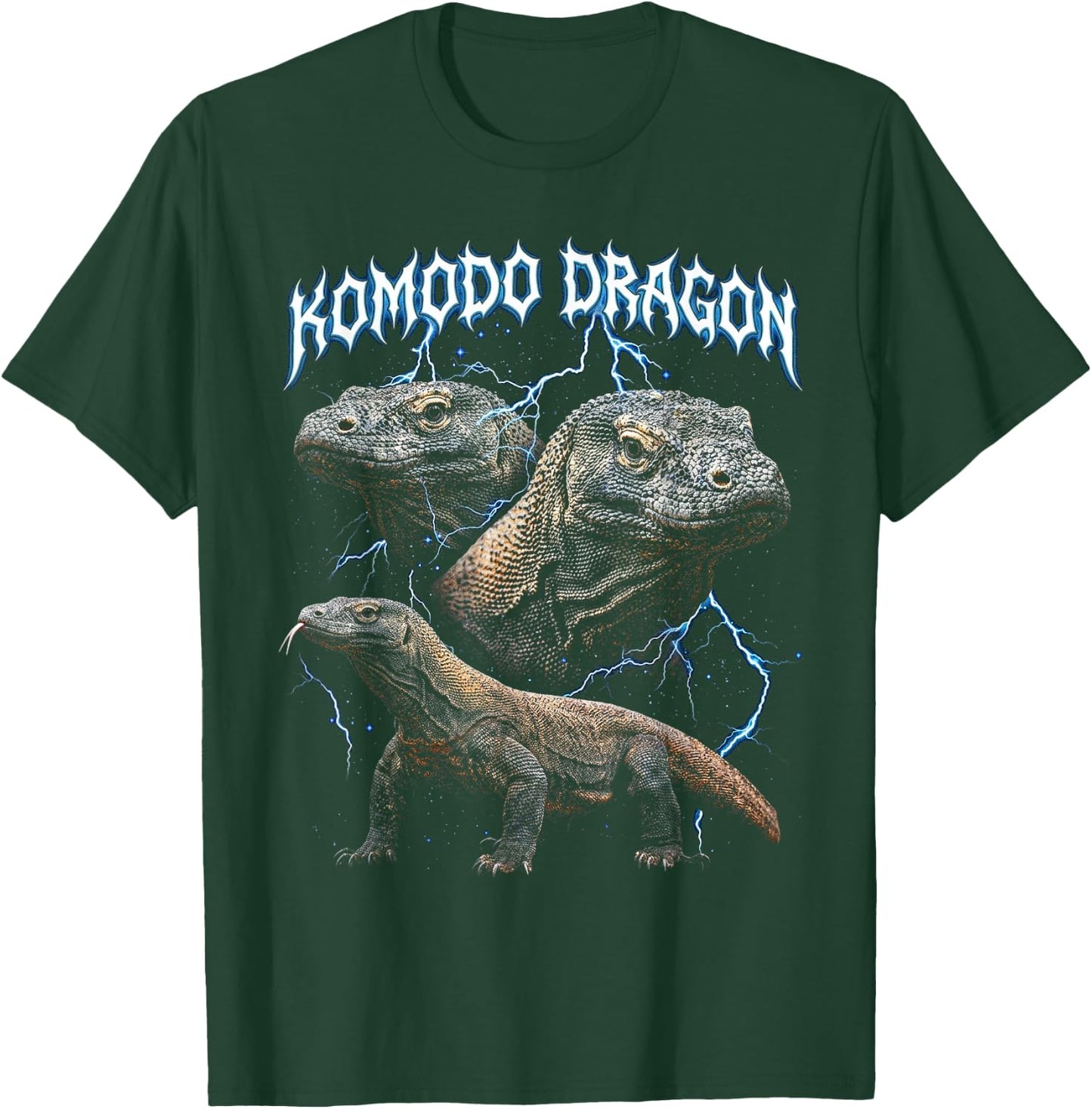 Amoureux des Animaux rétro en Heavy Metal des années 90 de Komodo Dragon T-Shirt - T-Shirt | Forest