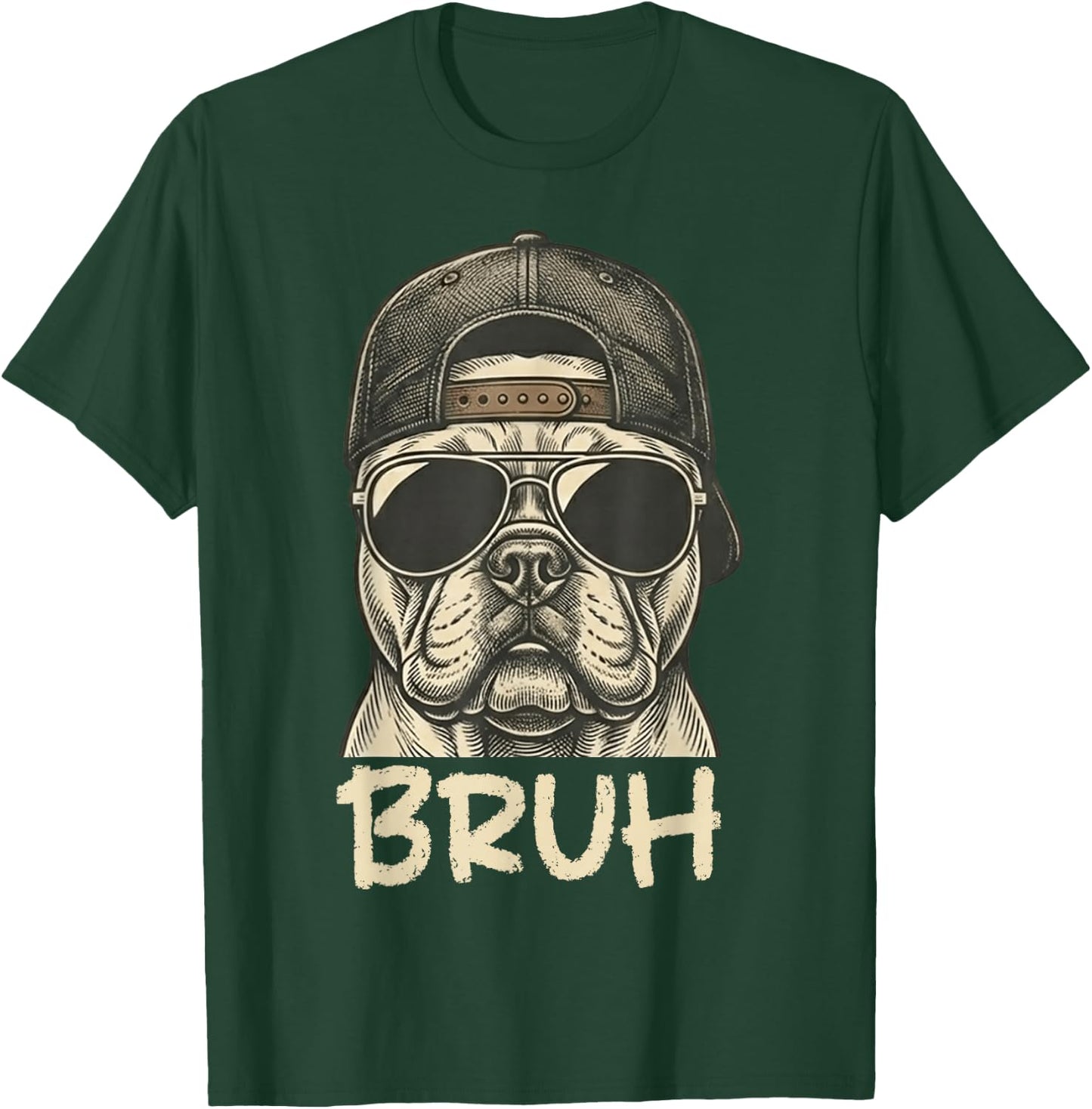 French Bulldog Sunglasses Bruh. Funny French Bulldog Lover T-Shirt - T-Shirt | Forest