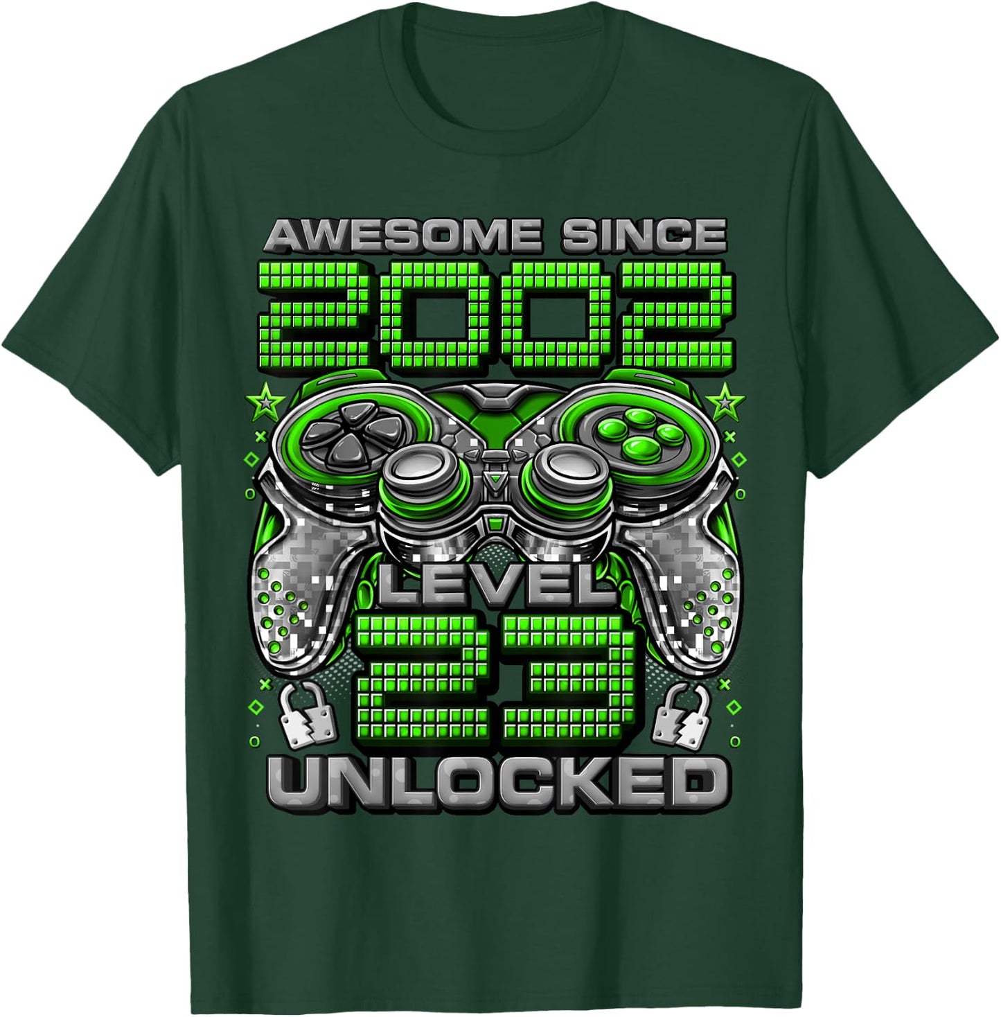 Level 23 Unlocked Awesome Since 2002 23rd Birthday Gaming T-Shirt - T-Shirt | Forest