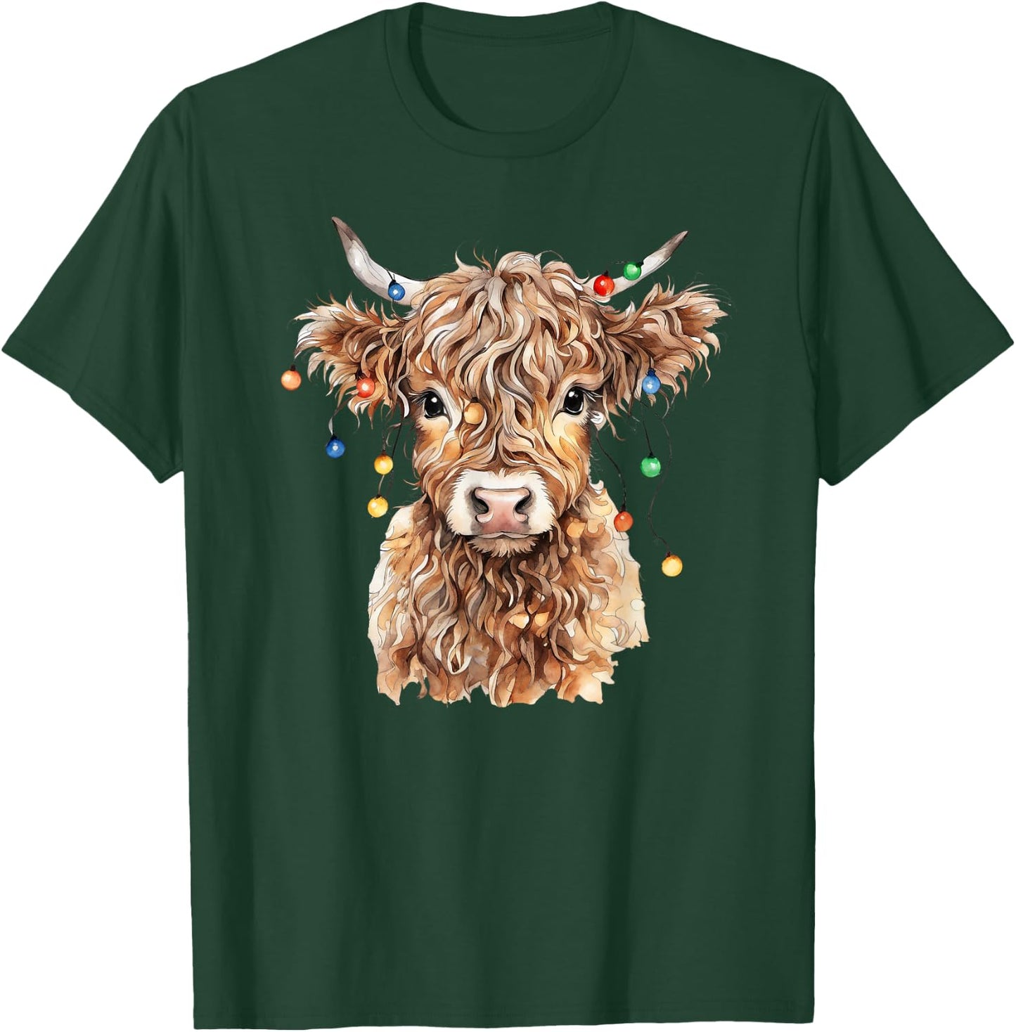 Scottish Highland Cow Cattle Christmas Cow T-Shirt - T-Shirt | Forest