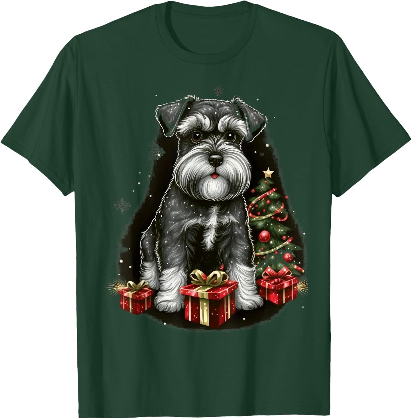 Xmas Dwarf Schnauzer Santa on Christmas Miniature Schnauzer T-Shirt - T-Shirt | Forest