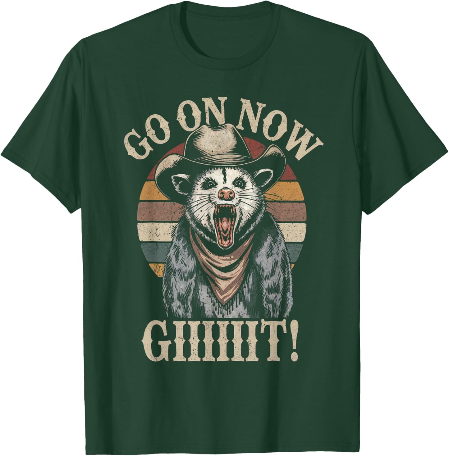 Go On Now Git Western Rode Vintage Cowboy Opossum Cowboy T-Shirt - T-Shirt | Forest