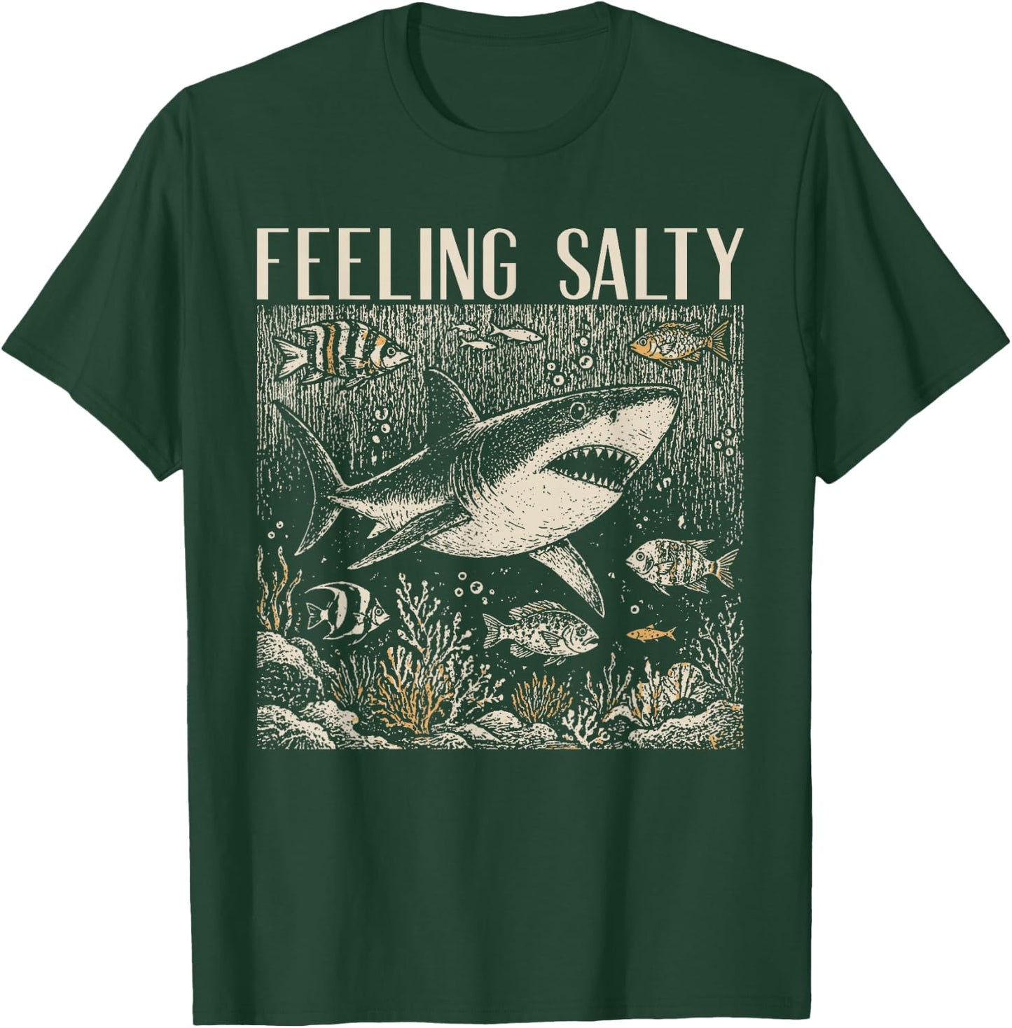 Feeling Salty Shark Ocean Vintage Marine Life Beach Lovers T-Shirt - T-Shirt | Forest