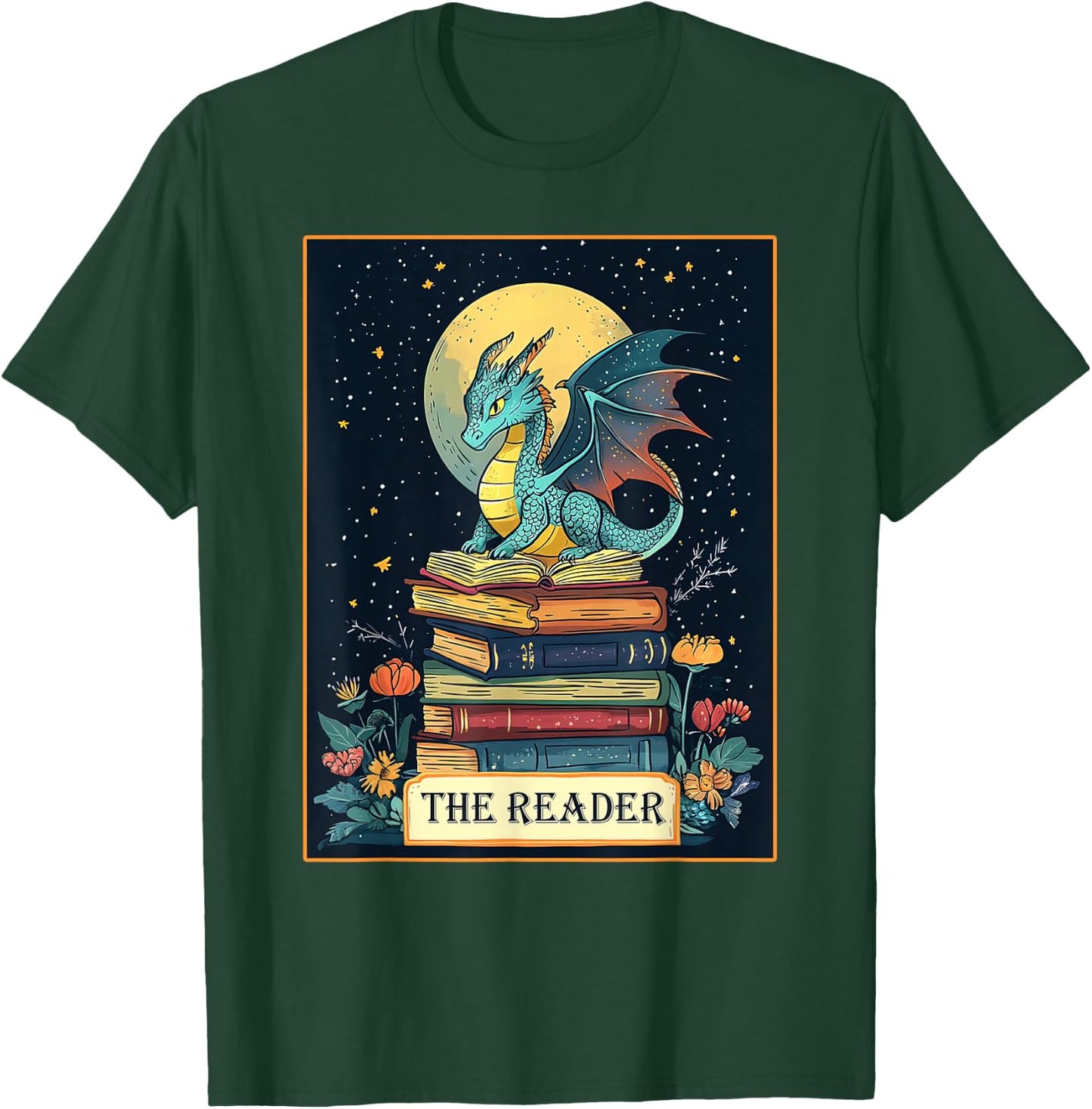 Book Dragon The Reader Tarot Romantasy Book Lover Bookish T-Shirt - T-Shirt | Forest