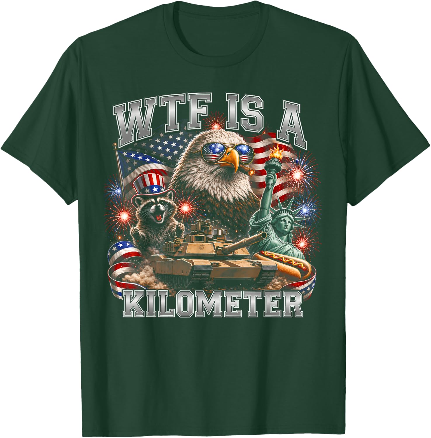 4th of July WTF is Kilometer Funny USA Patriotic Men Women T-Shirt - T-Shirt | Forest