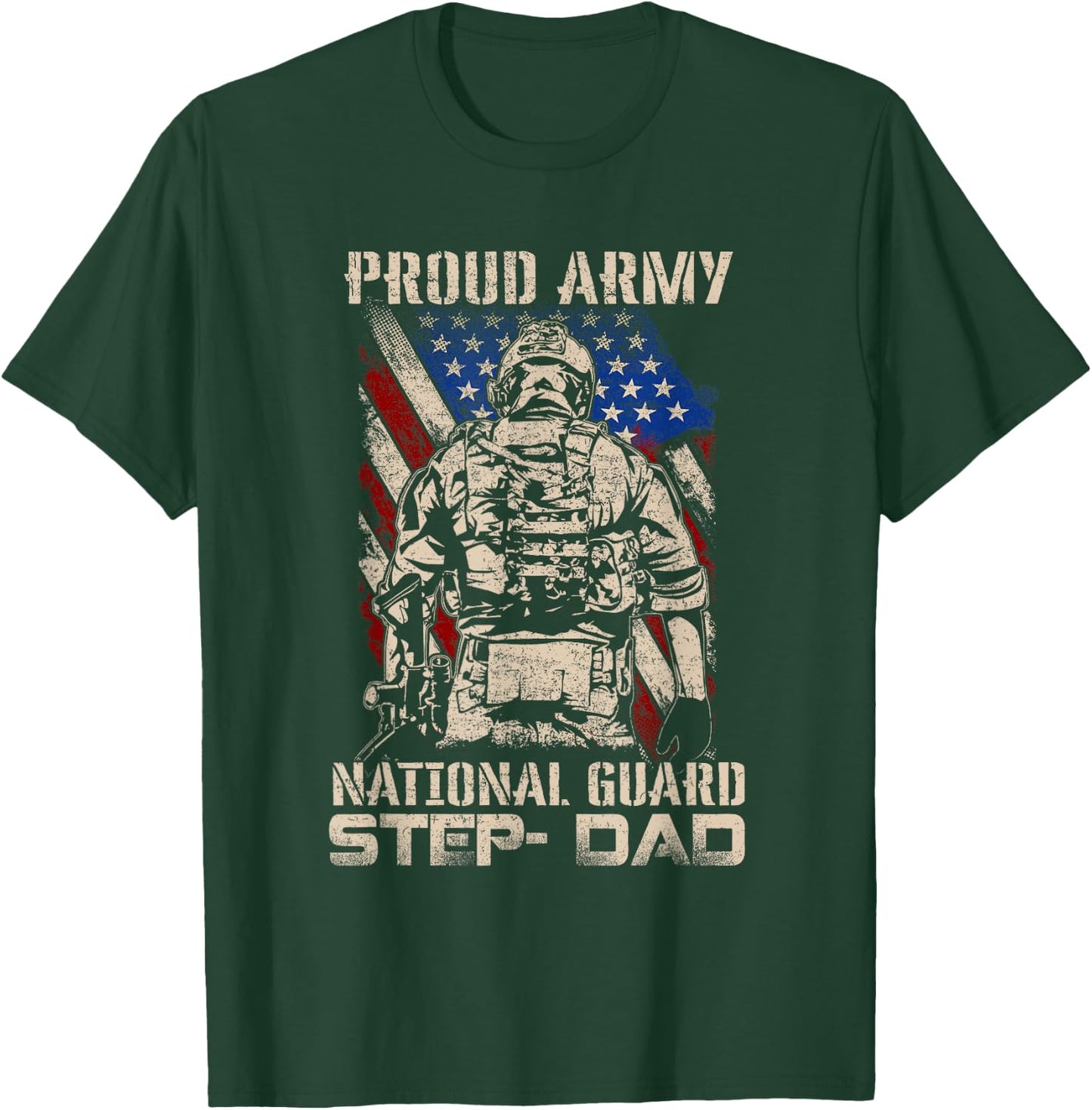 Proud Army National Guard Step-Dad Shirt Veterans Day T-Shirt - T-Shirt | Forest