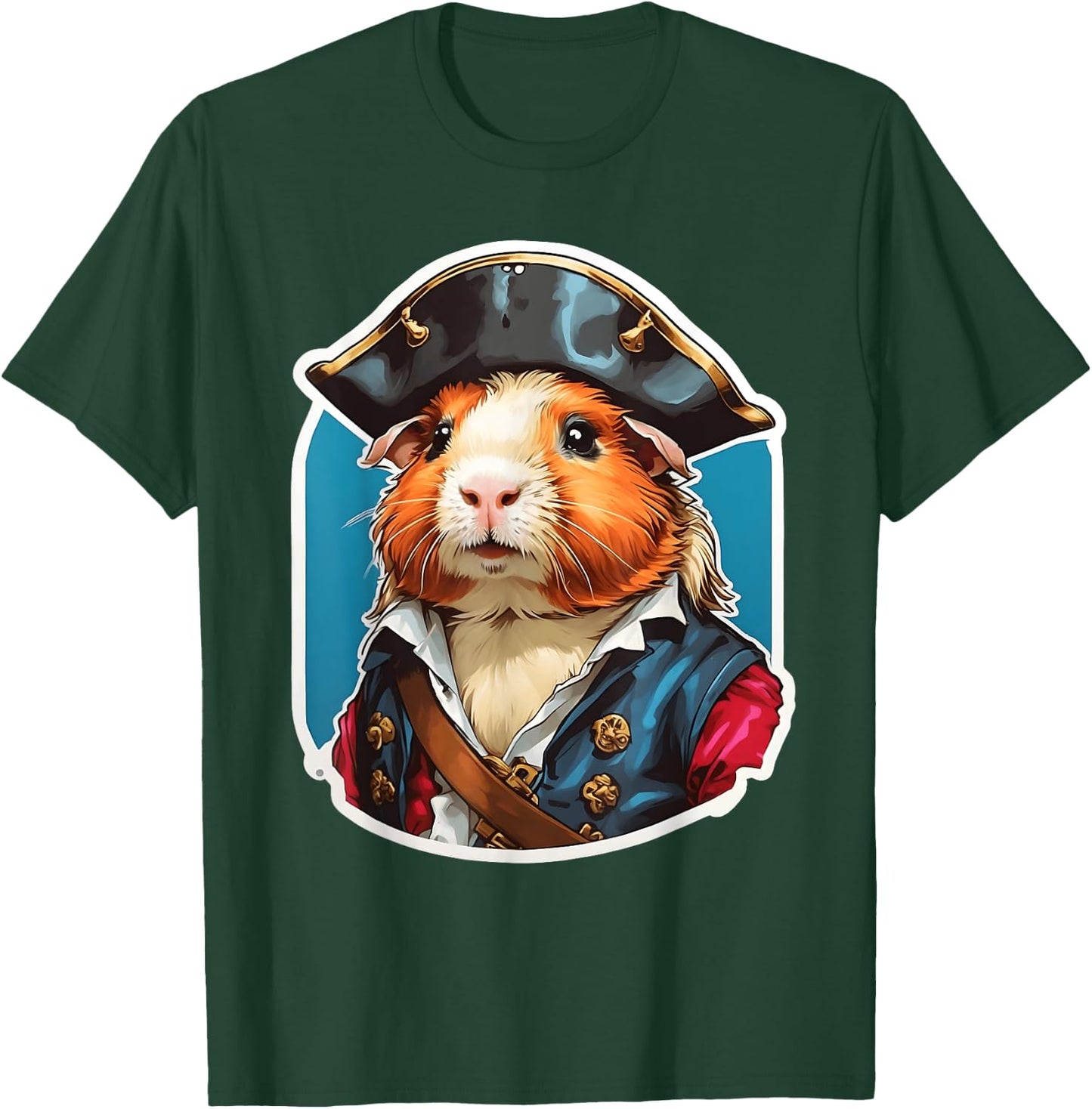 Guinea Pig Pirate Design - Adorable Pet in Pirate Attire T-Shirt - T-Shirt | Forest