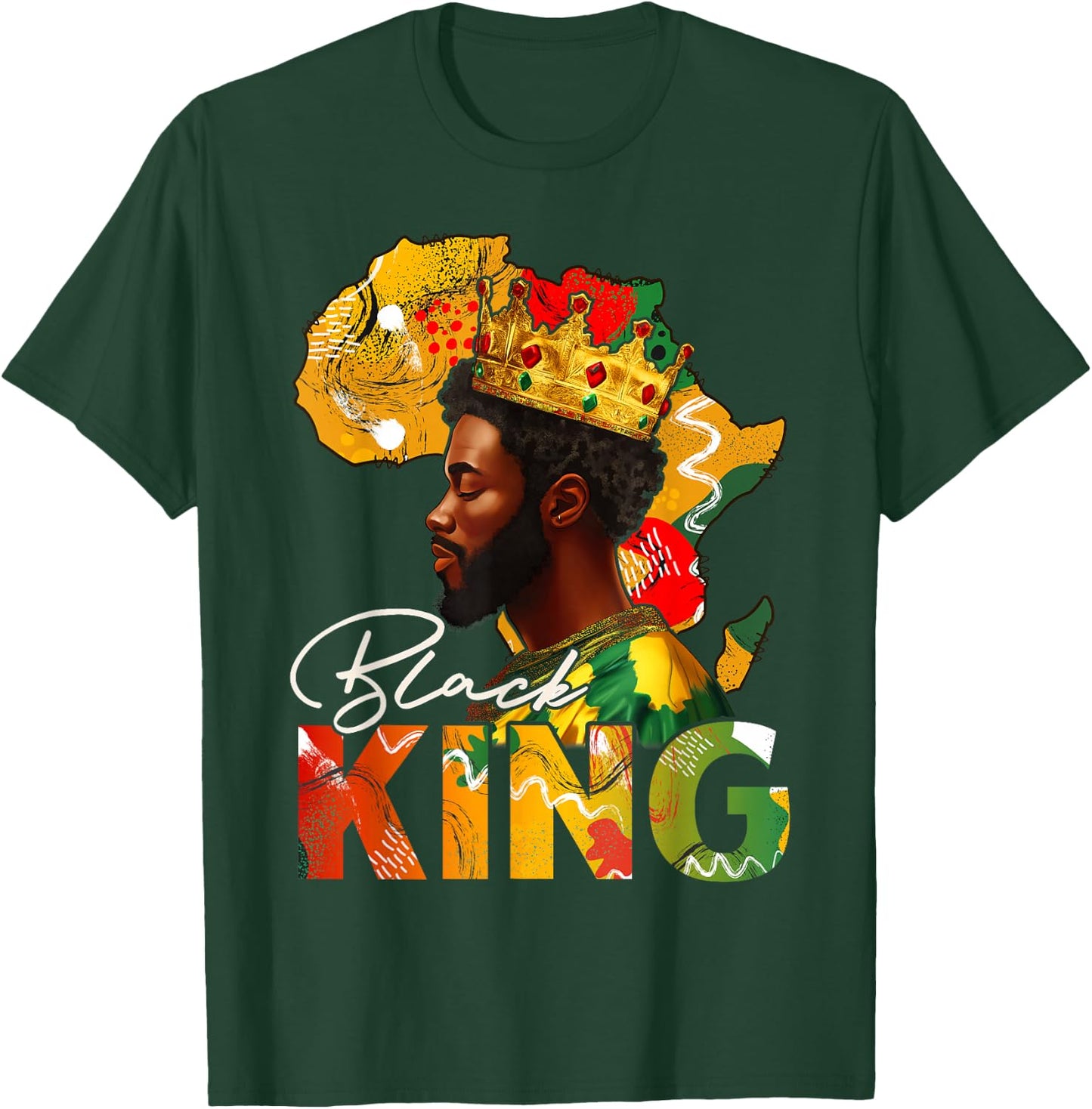 Black King African American Melanin Afro Dad Black History T-Shirt - T-Shirt | Forest