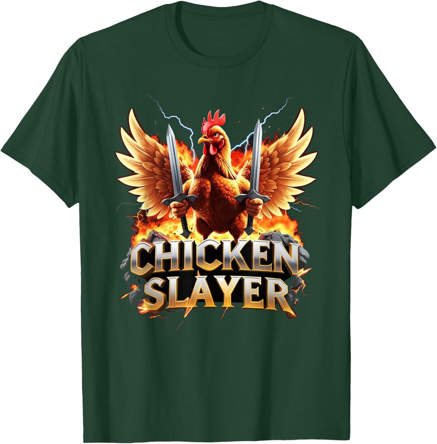 Chicken Slayer – Funny Meme Graphic for Chicken Lovers T-Shirt - T-Shirt | Forest