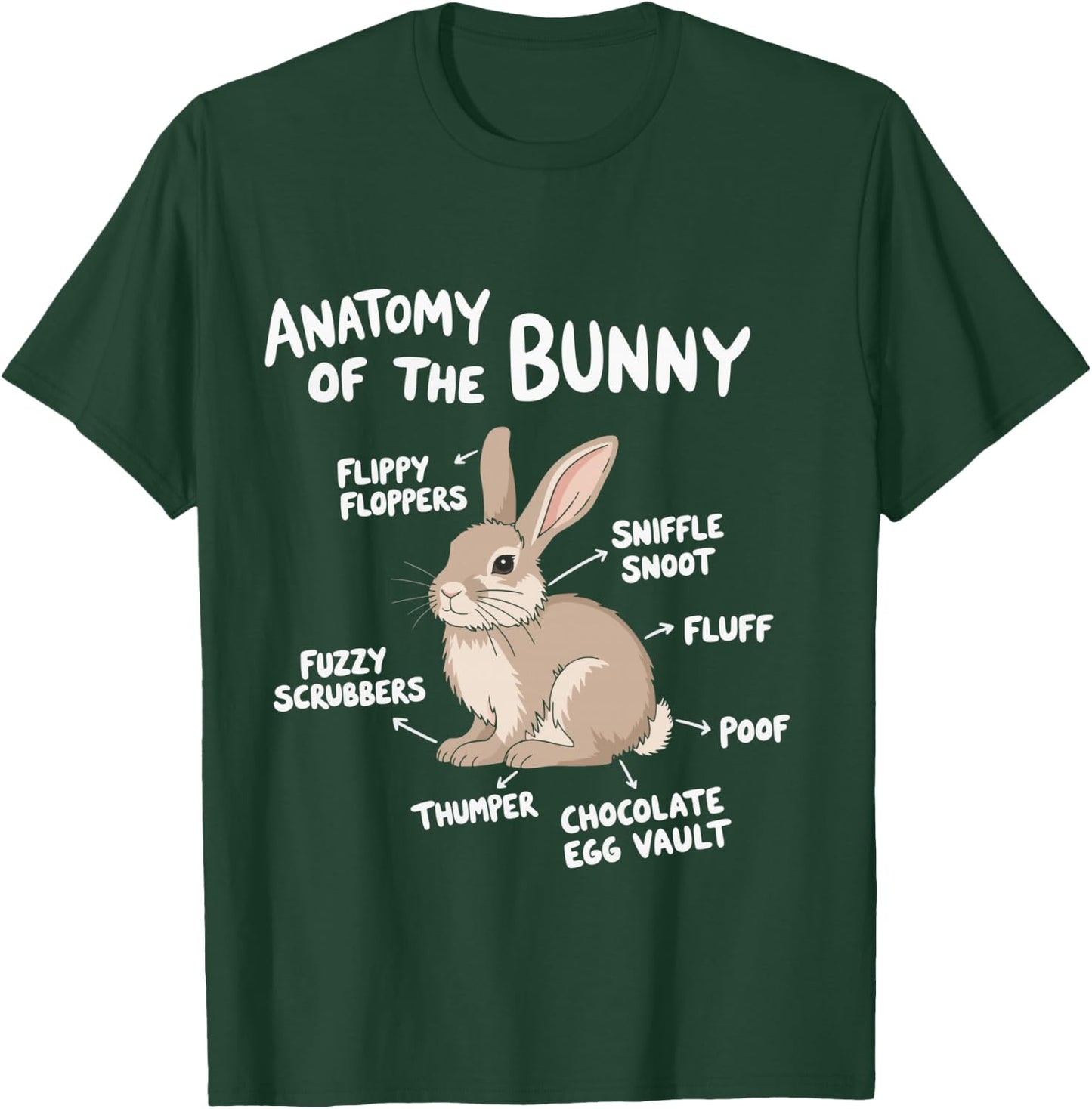 Rabbit Anatomy Bunny Lover Animal Pet Owner T-Shirt - T-Shirt | Forest