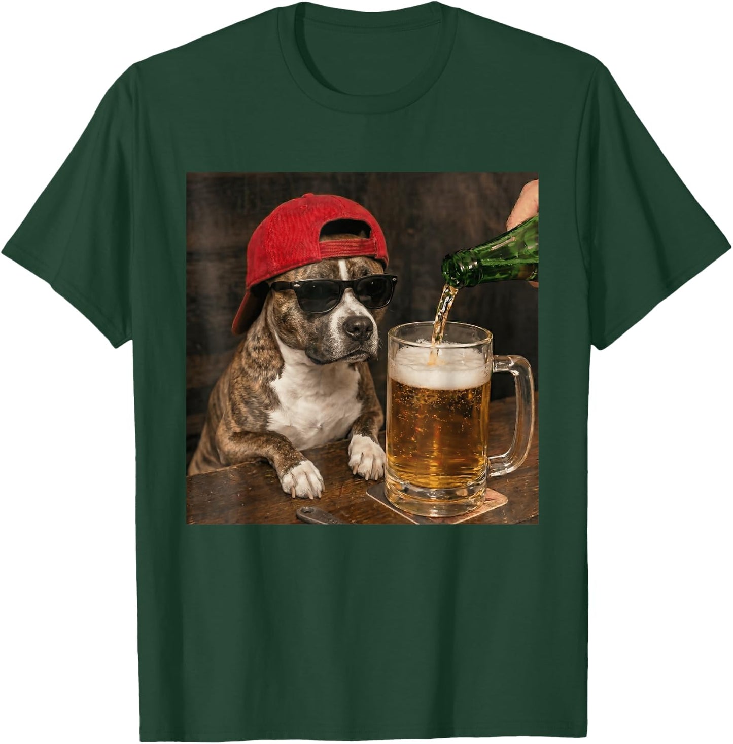 Funny Pit Pull Drinking Beer Humor Puppy Dog Meme Men Women T-Shirt - T-Shirt | Forest