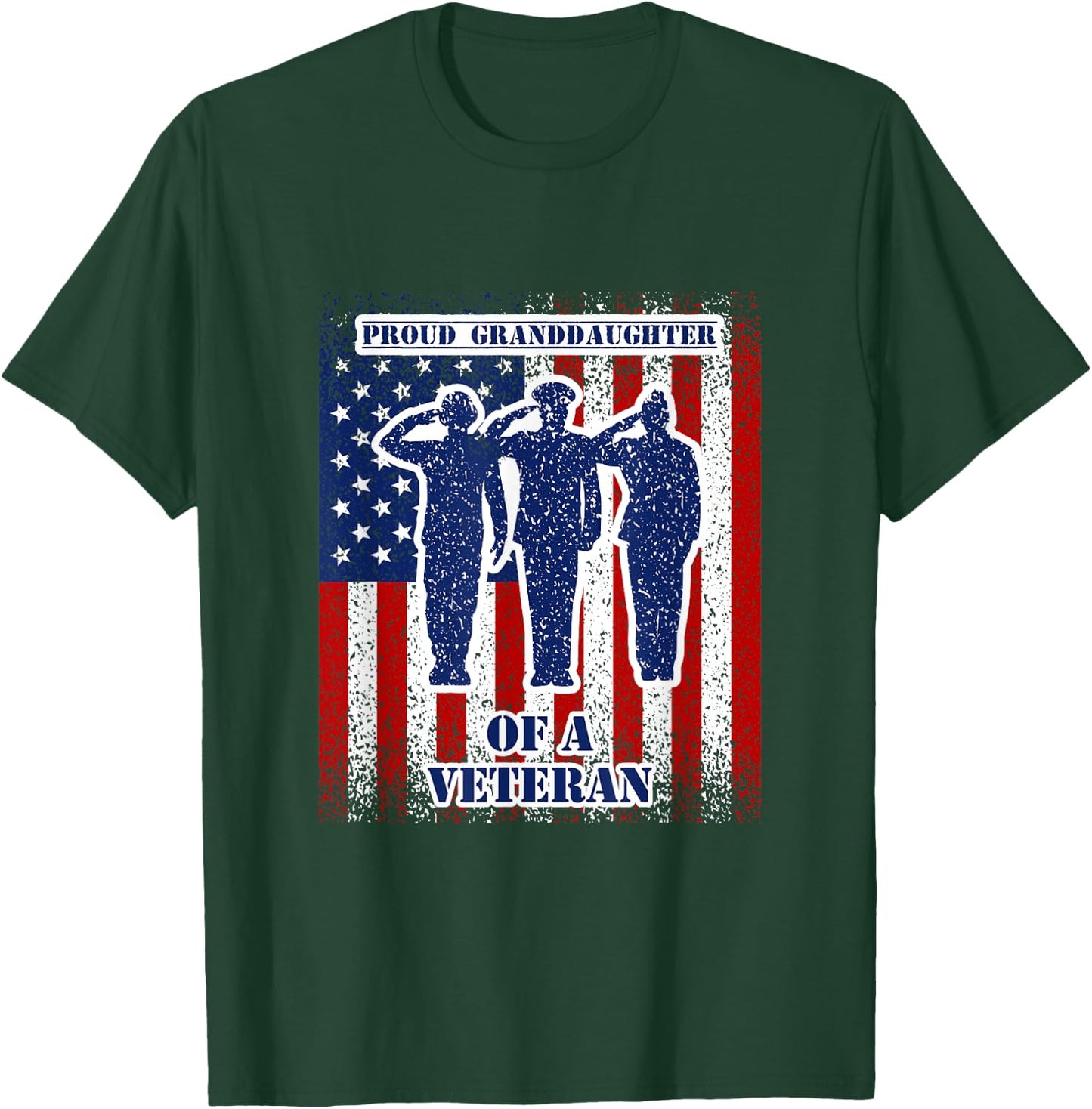 Proud Granddaughter of a Veteran US Flag Apparel T-Shirt - T-Shirt | Forest