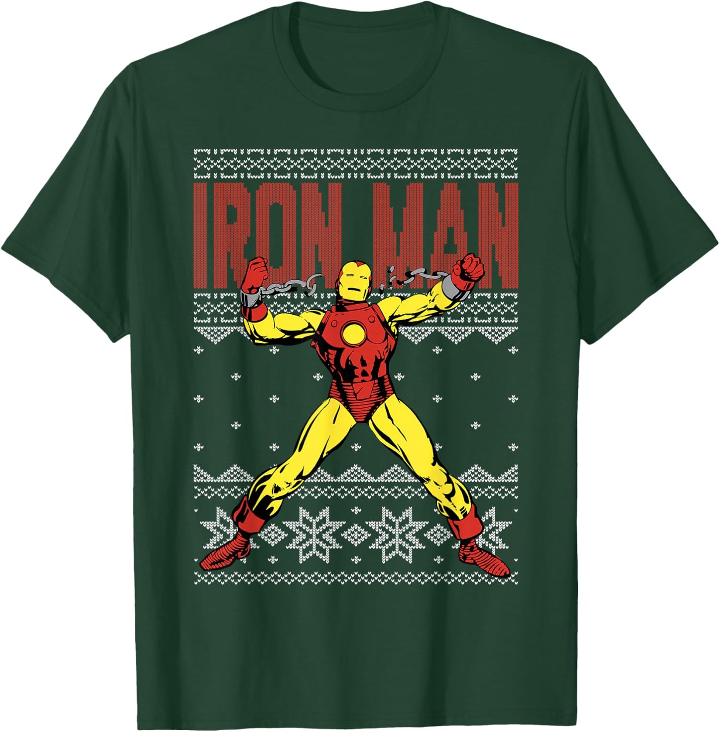 Marvel Iron Man Ugly Christmas Sweater Graphic T-Shirt - T-Shirt | Forest