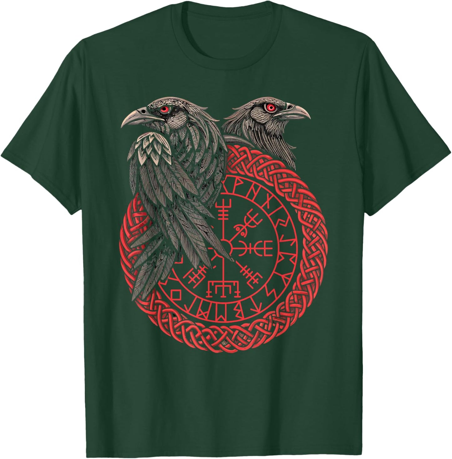 Retro Wikinger Kompass Vegvisir Nordic Rune Rabe T-Shirt - T-Shirt | Forest