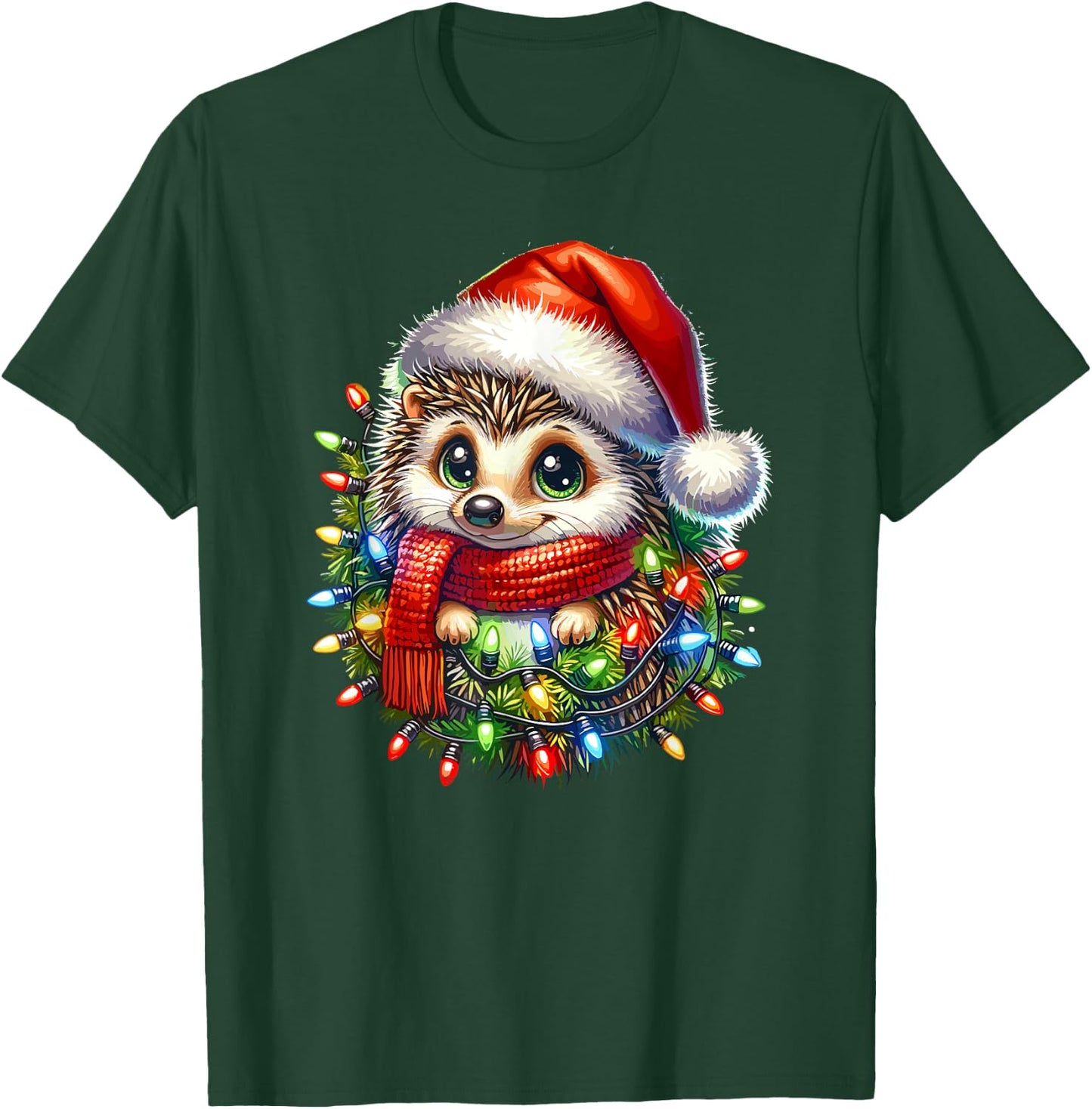 Christmas Hat Hedgehog Hedgehogs T-Shirt - T-Shirt | Forest
