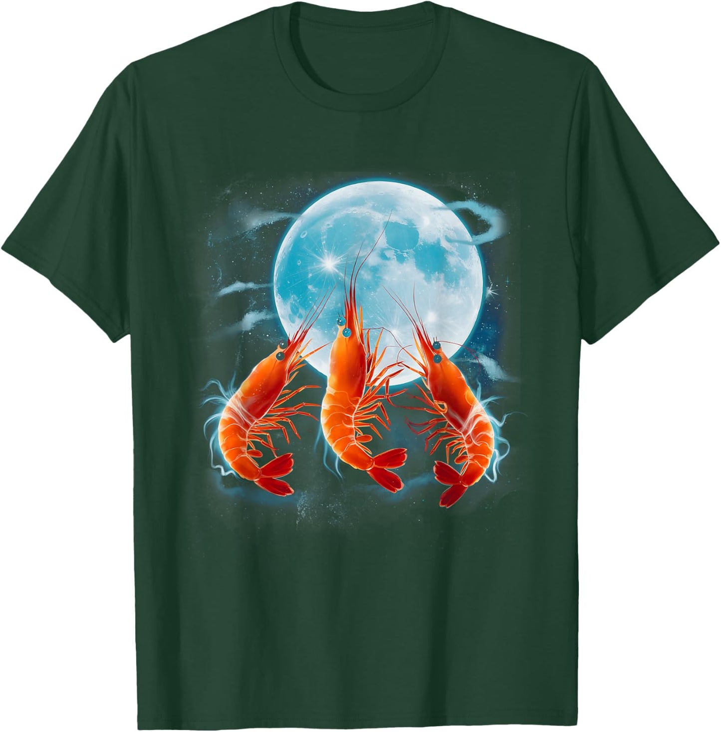 Funny Prawn Shrimp Howling the Moon Ocean Sea Animal T-Shirt - T-Shirt | Forest