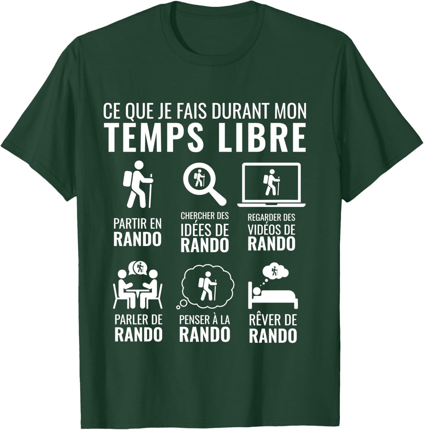 Idée Cadeau Noel Drôle Montagne Rando Temps Libre Randonnée Manche Longue T-Shirt - T-Shirt | Forest