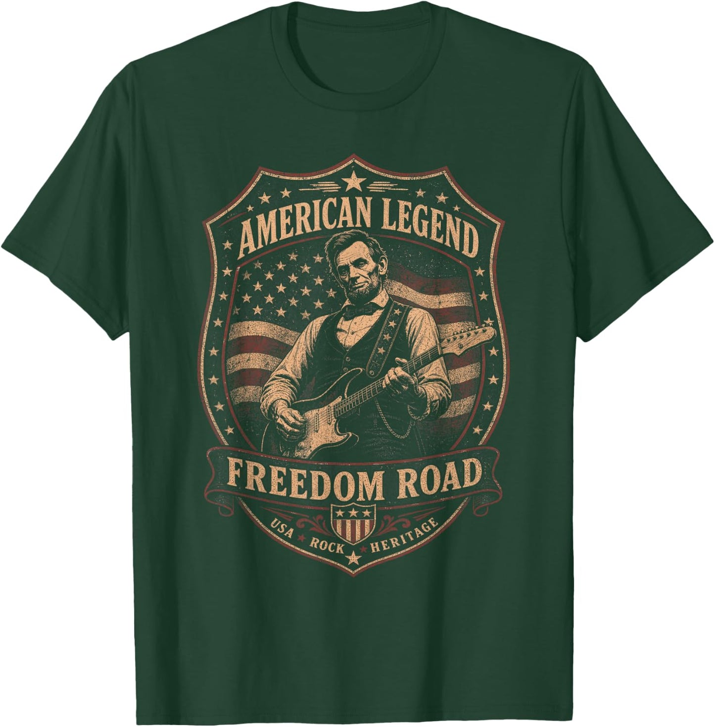 USA250 American Legend Freedom Road USA Rock Lincoln T-Shirt - T-Shirt | Forest