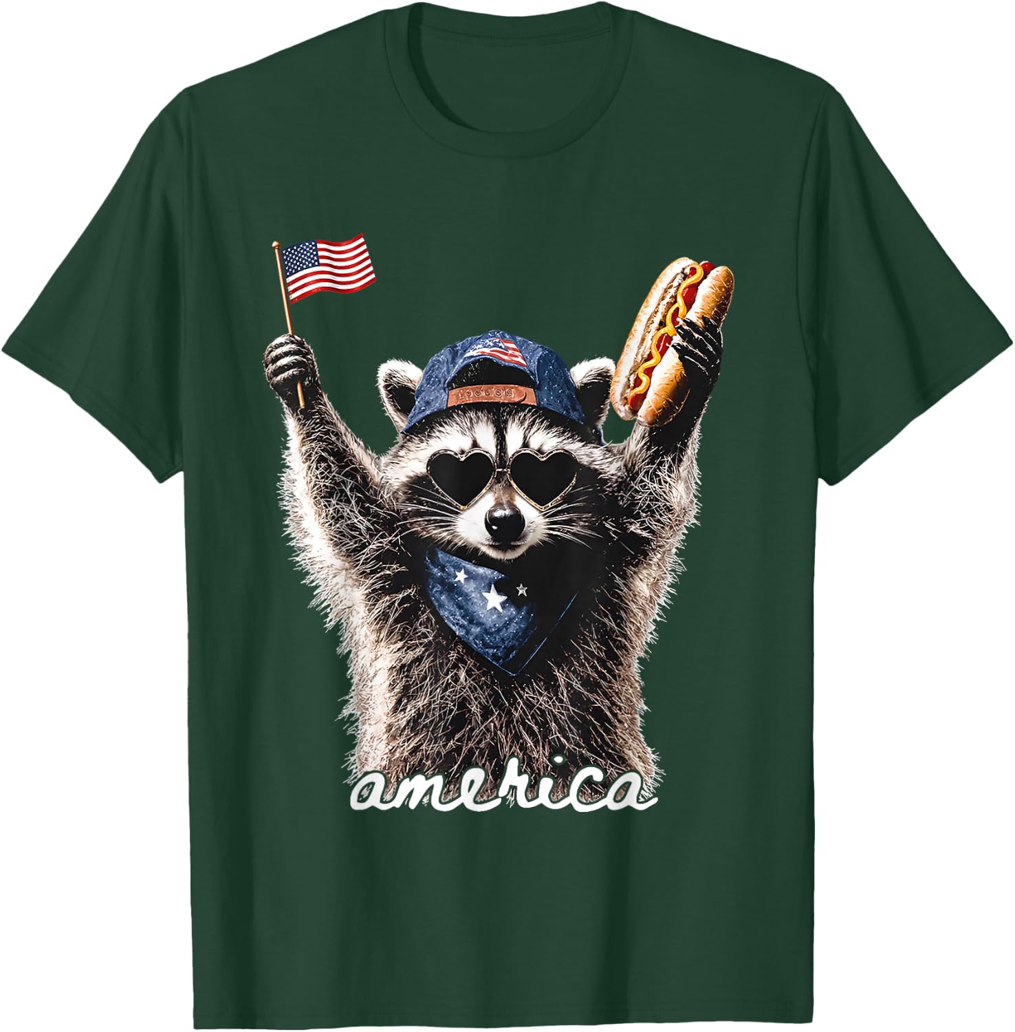 America Patriotic Raccoon T-Shirt - T-Shirt | Forest