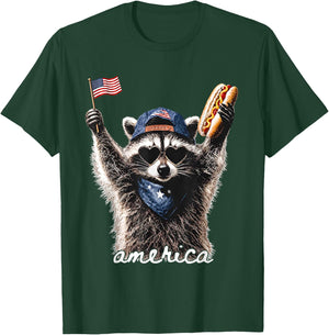 America Patriotic Raccoon T-Shirt - T-Shirt | Forest
