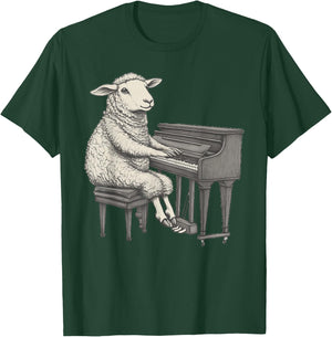 Cute Sheep Playing Piano Musician Music T-Shirt - T-Shirt | Forest