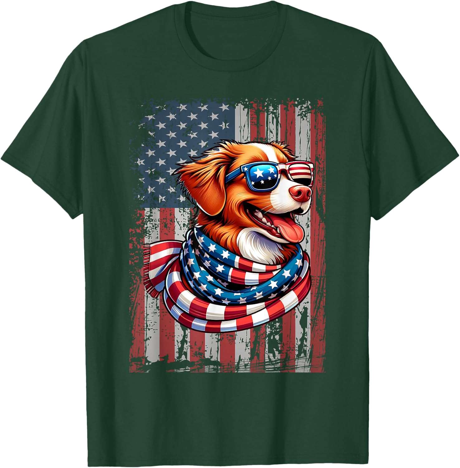 Nova Scotia Duck Tolling Retriever Dog Lover US Flag X-mas T-Shirt - T-Shirt | Forest