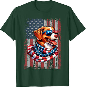 Nova Scotia Duck Tolling Retriever Dog Lover US Flag X-mas T-Shirt - T-Shirt | Forest