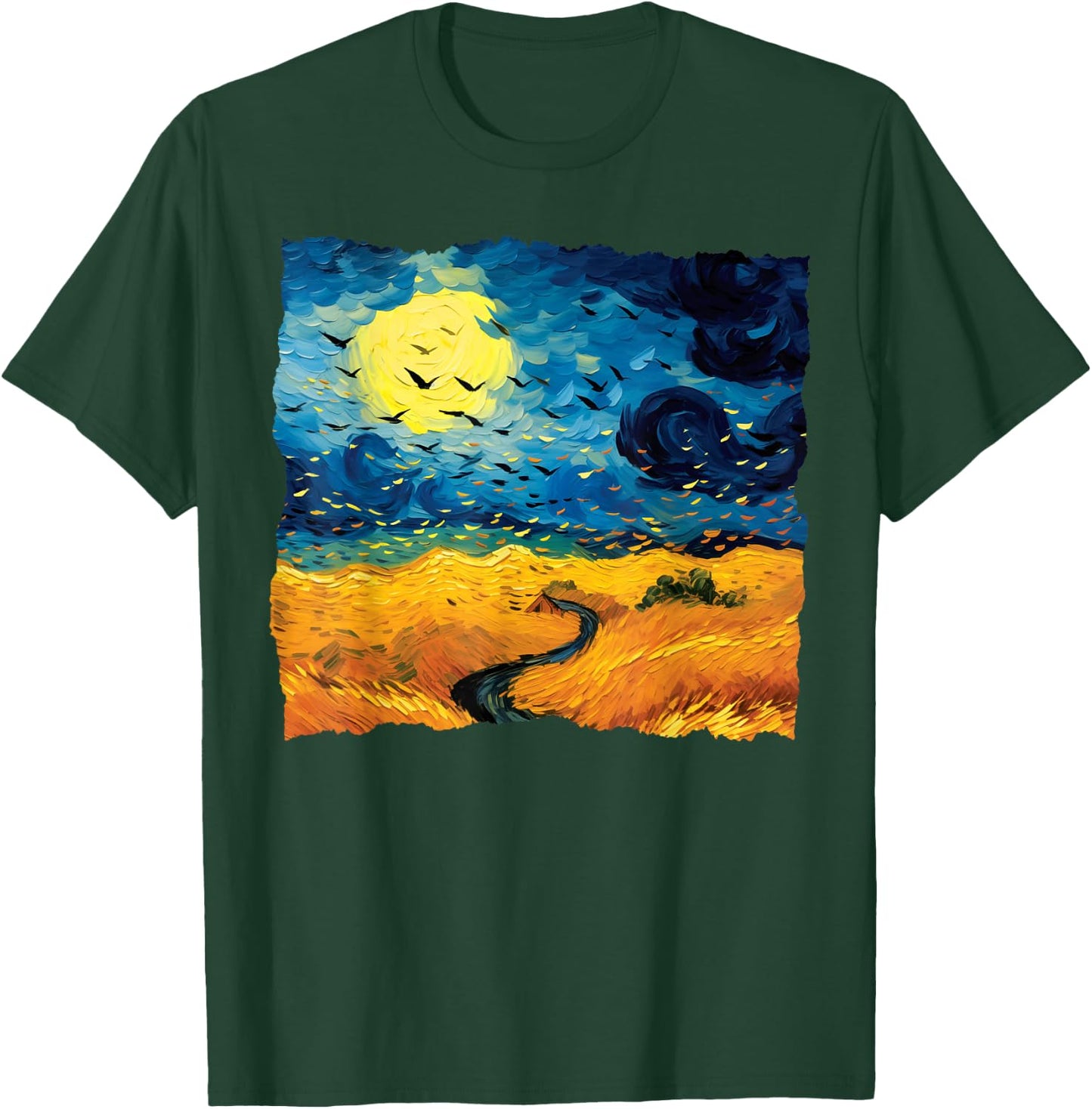 Starry Night Van Gogh Artistic Wheatfield with Crows T-Shirt - T-Shirt | Forest
