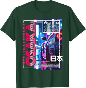 Osaka City 80s Synthwave Racing Car Japan Osaka T-Shirt - T-Shirt | Forest