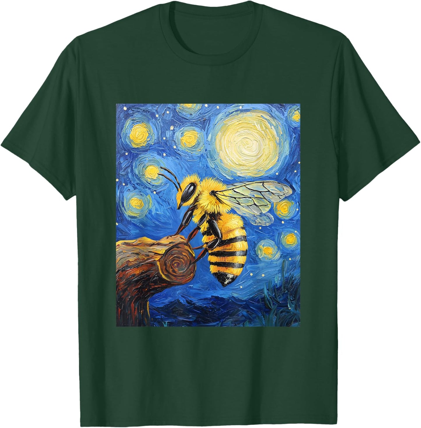 Bee Van Gogh Style Starry Night Graphic T-Shirt - T-Shirt | Forest