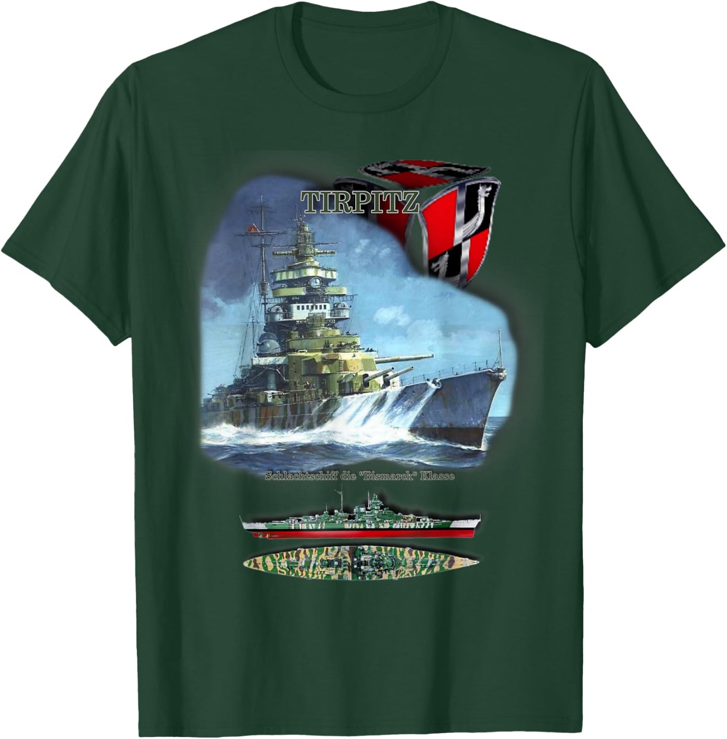 geschenkidee Schlachtschiff „TIRPITZ“ , -Erwachsene, Schwarz, S, Kurzarm T-Shirt - T-Shirt | Forest