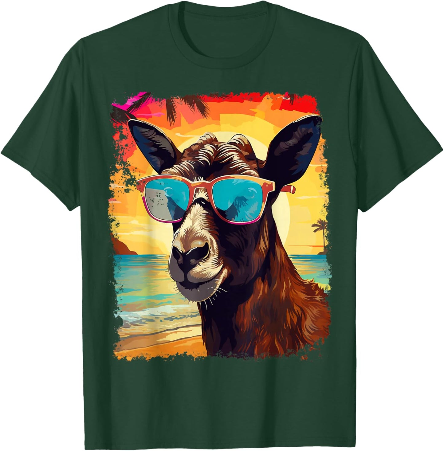 Pop Art Vintage Zoo Farm Animal Goat Hawaiian T-Shirt - T-Shirt | Forest