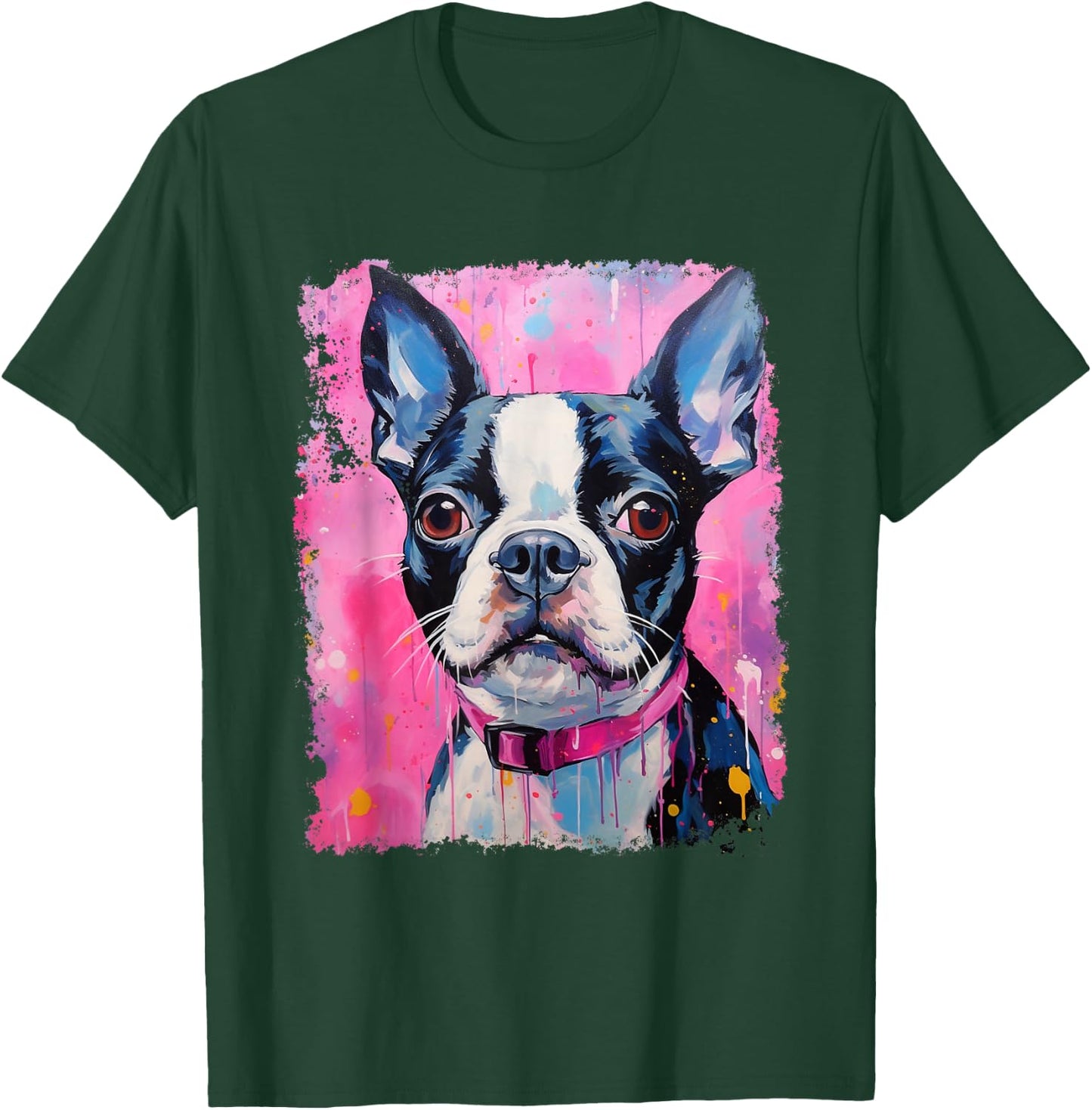 Dog Pink Boston Terrier T-Shirt - T-Shirt | Forest