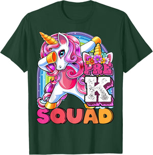Pre-K Squad Dabbing Unicorn Back to School Girls Gift T-Shirt - T-Shirt | Forest