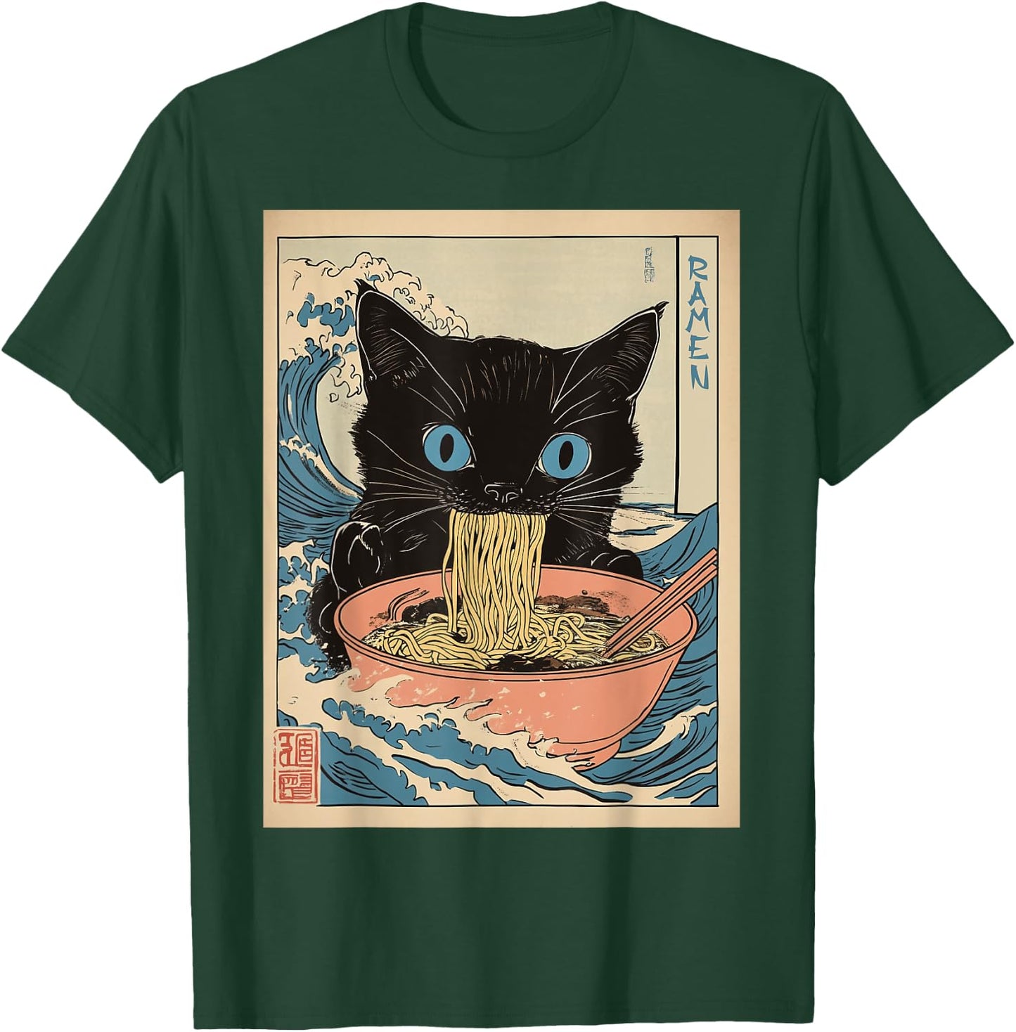 Kawaii Noodles Soup Anime Japanese Ramen Cat Teens Girls T-Shirt - T-Shirt | Forest