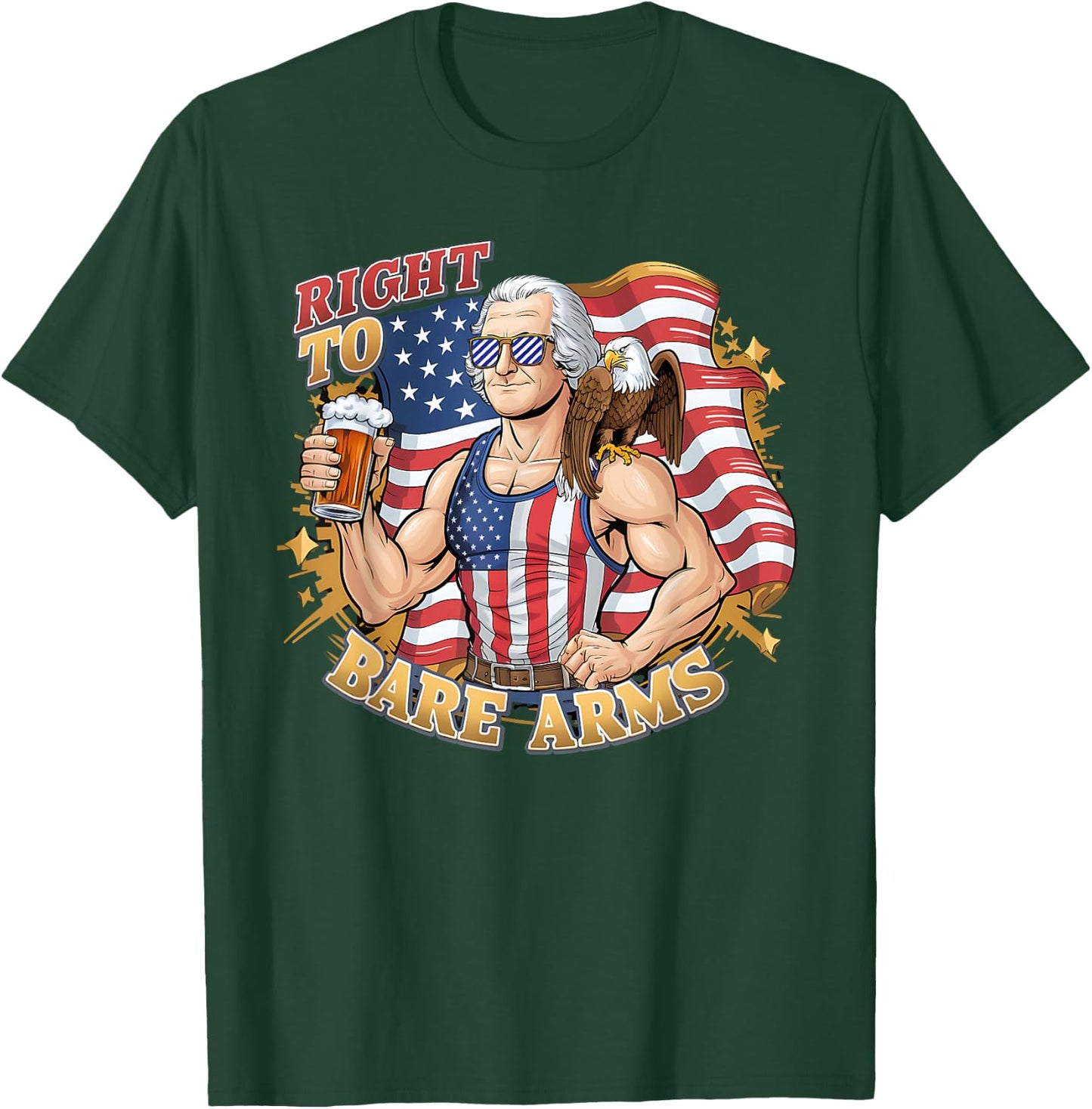 George's Right To Bare Arms 4th Of July Gym Workout Graphic Women Men T-Shirt - T-Shirt | Forest