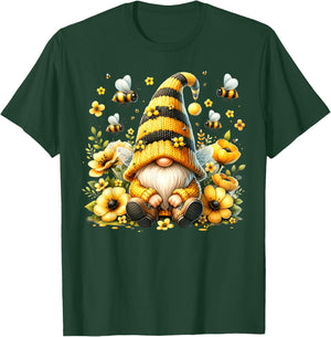 Cute Gnome Floral Bee Summer Beekeeper Botanical Gardening T-Shirt - T-Shirt | Forest