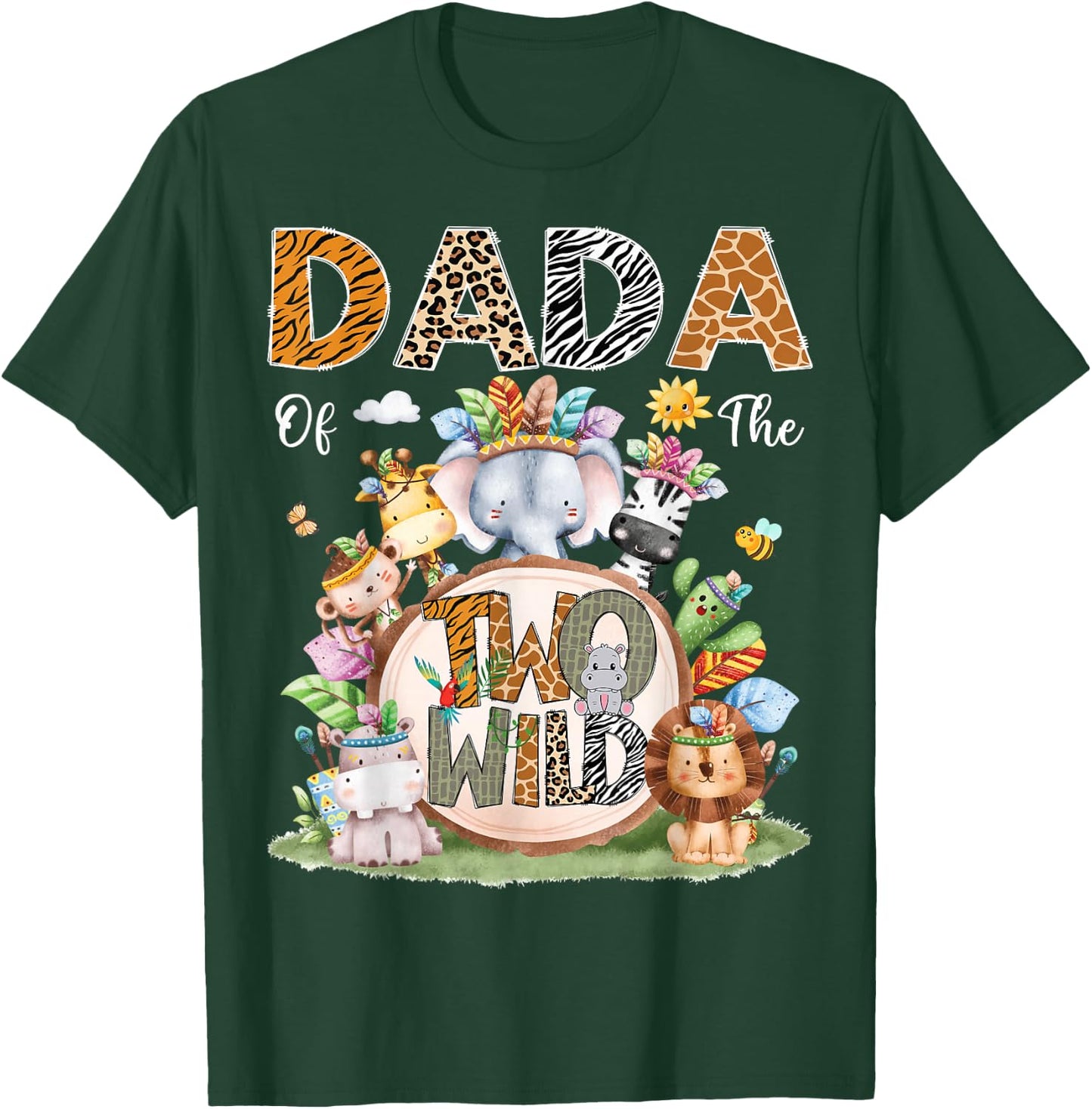 Dada Of The Two Wild 2Nd Birthday Animal Safari Tribal T-Shirt - T-Shirt | Forest