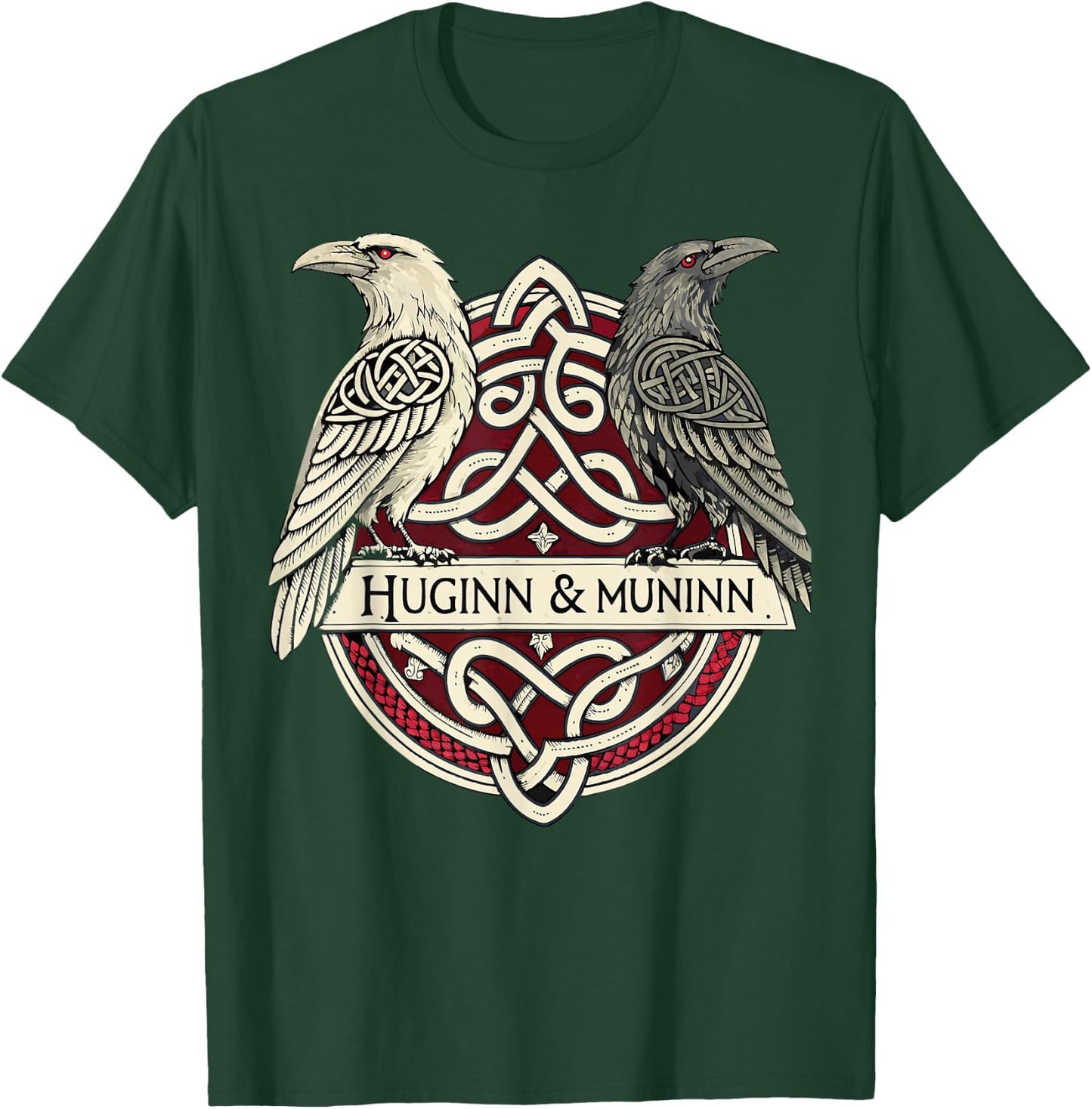 Norse Raven Knotwork – Huginn & Muninn Viking Mythology T-Shirt - T-Shirt | Forest